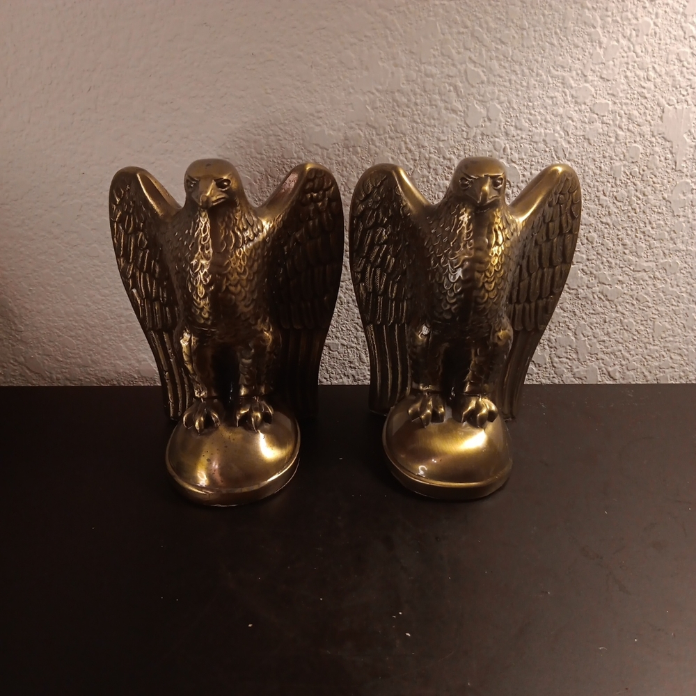 GORGEOUS VTG PM  Craftsman USA Pair of 8" Solid Brass Soaring Eagle Bookends.